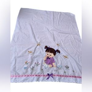 Baby Girl Sheet Blanket Decor Crib Bedding Hand Made Painted 43”x35”